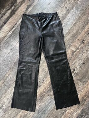 Vintage Danier Black Genuine Leather Flare Pants - Size 12